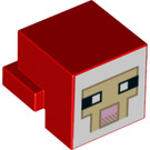 LEGO Rouge Animal Tête avec Sheep Face avec Blanc Background et Bronzer Outline (103728 / 106290)