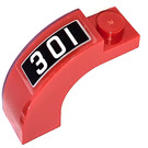 LEGO Red Arch 1 x 3 x 2 with Curved Top with '301' Right Sticker (6005)