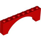 LEGO Red Arch 1 x 8 x 2 Raised, Thin Top without Reinforced Underside (16577 / 40296)