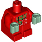 LEGO Rood Baby Body met Zandgroen Handen met Kerstmis Trui en Sjaal (73631)