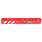 LEGO Red Beam 11 with ‚Road Service‘ and red and white Danger Stripes left Sticker (32525)