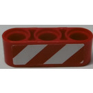 LEGO Red Beam 3 with Red and White Danger Stripes (Left) Sticker (32523)