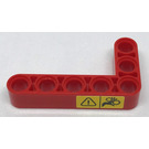 LEGO Red Beam 3 x 5 Bent 90 degrees, 3 and 5 Holes with Warning Sign Sticker (32526)