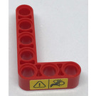 LEGO rouge Faisceau 3 x 5 Courbé 90 degrés, 3 et 5 des trous avec Warning Sign Autocollant (32526)