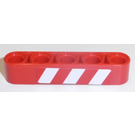 LEGO Red Beam 5 with Red and White Danger Stripes, Corner Red (Left) Sticker (32316)