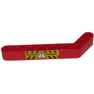 LEGO Red Beam Bent 53 Degrees, 3 and 7 Holes with 'DANGER' and White Hazard Triangle with Black and Yellow Stripes Sticker (32271)