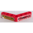 LEGO Red Beam Bent 53 Degrees, 4 and 4 Holes with 'KEY TEXS' and 'RACING' Sticker (32348)