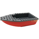 LEGO Red Boat 8 x 16 x 3 with Dark Stone Gray Top with '60213', Fire Logo Badge Sticker (28925)