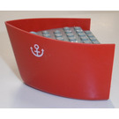 LEGO Red Boat Section Bow 5 x 6 x 3 & 1/3 with Gray Deck with Anchor on both Sides Sticker