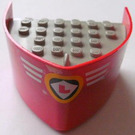 LEGO Red Boat Section Bow 5 x 6 x 3 & 1/3 with Gray Deck with White Stripes, Red 'L' Sticker