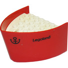 LEGO Red Boat Section Bow 5 x 6 x 3 & 1/3 with White Deck with 'Legoland' and Anchor Sticker