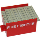 LEGO Red Boat Section Middle 6 x 8 x 3 & 1/3 with Gray Deck with Fire Fighter Sticker