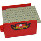 LEGO rot Boat Abschnitt Middle 6 x 8 x 3 & 1/3 mit Grau Deck mit 'Feuer' Logo (Both Sides) Aufkleber