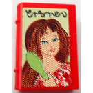 LEGO rot Book 2 x 3 mit Woman mit Hairbrush Aufkleber (33009)