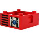 LEGO rouge Boîte avec Manipuler 4 x 4 x 1.5 avec EMT logo (47423)
