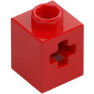 LEGO Rood Steen 1 x 1 met As gat (73230)