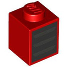 LEGO Red Brick 1 x 1 with Black Grille (3005 / 103714)