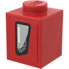 LEGO Red Brick 1 x 1 with Frontlight from red Camaro right side Sticker (3005)