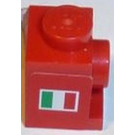 LEGO rot Backstein 1 x 1 mit Scheinwerfer mit Italian Flagge (both sides)  (4070) Aufkleber und kein Slot (4070)