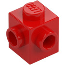 LEGO Punainen Palikka 1 x 1 jossa Kaksi Nupit päällä Adjacent Sivut (26604)