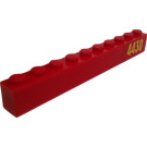 LEGO Red Brick 1 x 10 with 4430 (Right) Sticker (6111)