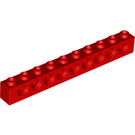 LEGO Rood Steen 1 x 10 met Gaten (2730)