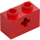 LEGO Rød Klods 1 x 2 med Aksel hul ('+' åbning og bunddel) (31493 / 32064)