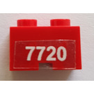 LEGO Red Brick 1 x 2 with Cable Cutout with '7720' Sticker (3134)