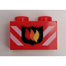 LEGO Red Brick 1 x 2 with Fire Logo with Bottom Tube (3004)