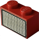 LEGO Red Brick 1 x 2 with Grille Sticker with Bottom Tube (3004)