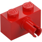 LEGO Röd Kloss 1 x 2 med Stift med nedre knopphållare (44865)