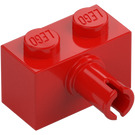 LEGO Rød Kloss 1 x 2 med Stift uten bunnknottholder (2458)