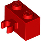 LEGO Rood Steen 1 x 2 met Verticaal Klem (Open 'O'-clip) (42925 / 95820)