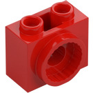 LEGO Röd Kloss 1 x 2 x 1.3 med Rotationsfog Kontakt (80431)