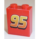 LEGO Red Brick 1 x 2 x 2 with '95' Sticker with Inside Stud Holder (3245)