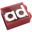 LEGO Red Brick 1 x 2 x 2 with 'ad' Sticker with Inside Stud Holder (3245)