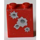 LEGO rouge Brique 1 x 2 x 2 avec Bullet des trous Autocollant avec support d'essieu intérieur (3245)