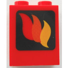 LEGO Rood Steen 1 x 2 x 2 met Brand logo met binnenas houder (3245)