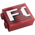 LEGO Rood Steen 1 x 2 x 2 met 'FO' Sticker met Stud houder aan de binnenzijde (3245)