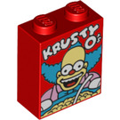 LEGO Red Brick 1 x 2 x 2 with Krusty Os with Inside Stud Holder (3245 / 21642)