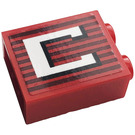 LEGO Red Brick 1 x 2 x 2 with Letter C Sticker with Inside Stud Holder (3245)