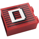 LEGO Red Brick 1 x 2 x 2 with Letter D (Right) Sticker with Inside Stud Holder (3245)