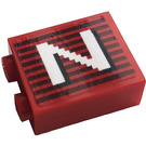 LEGO Rood Steen 1 x 2 x 2 met Letter N (Links) Sticker met Stud houder aan de binnenzijde (3245)
