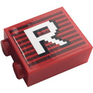 LEGO rot Backstein 1 x 2 x 2 mit Letter R Aufkleber mit Innenbolzenhalter (3245)
