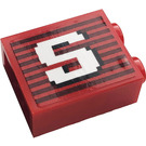 LEGO Red Brick 1 x 2 x 2 with Letter S Sticker with Inside Stud Holder (3245)