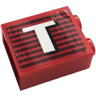 LEGO rot Backstein 1 x 2 x 2 mit Letter T (Recht) Aufkleber mit Innenbolzenhalter (3245)