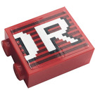 LEGO rot Backstein 1 x 2 x 2 mit 'Oder' Aufkleber mit Innenbolzenhalter (3245)