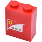 LEGO rot Backstein 1 x 2 x 2 mit 'Scuderia Ferrari' Aufkleber mit Innenbolzenhalter (3245)