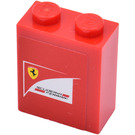 LEGO Red Brick 1 x 2 x 2 with 'Scuderia Ferrari' Sticker with Inside Stud Holder (3245)