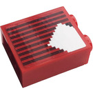LEGO Rood Steen 1 x 2 x 2 met Stripe Klein Sticker met Stud houder aan de binnenzijde (3245)